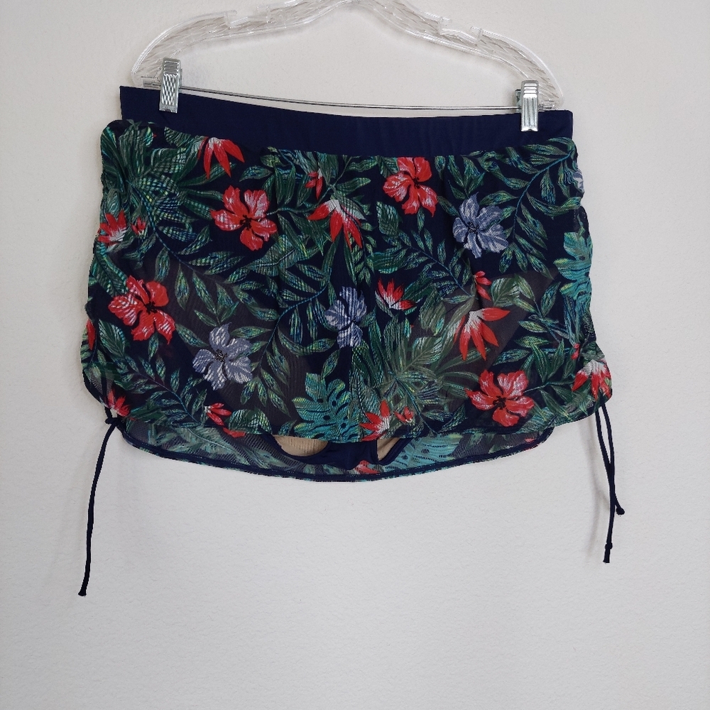 Cacique Swim Island Bloom Floral‎ Drawstring Swim SKirt Size 18